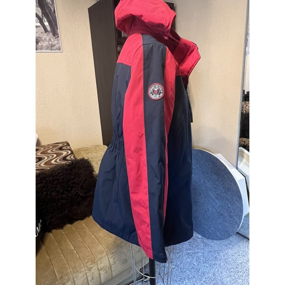 Tommy Hilfiger Womens All Weather System Hooded Jacket Red‎ /Navy Sz S1306142 - Picture 6 of 12
